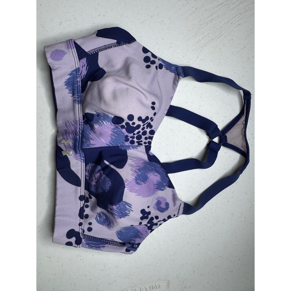Under Armour Women Purple Abstract Print High Impact Sports Bra Size Small SM/P